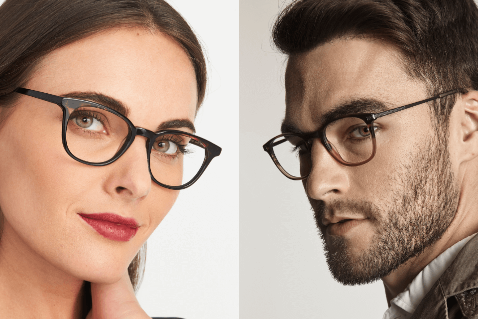 Man and woman wearing eyeglasses
