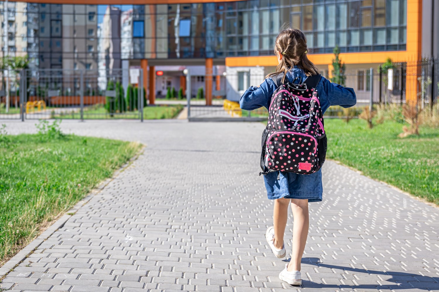 Child walking in a park